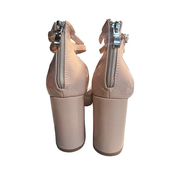 Fairy Grunge Nude Platforms Chunky Block Heels Retro Mary Jane Party Pumps Sz 9 - Picture 7 of 14